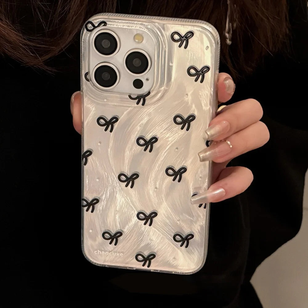 For iPhone 15 Pro Case Bow Pattern Decoration Soft TPU Phone Cover - 3