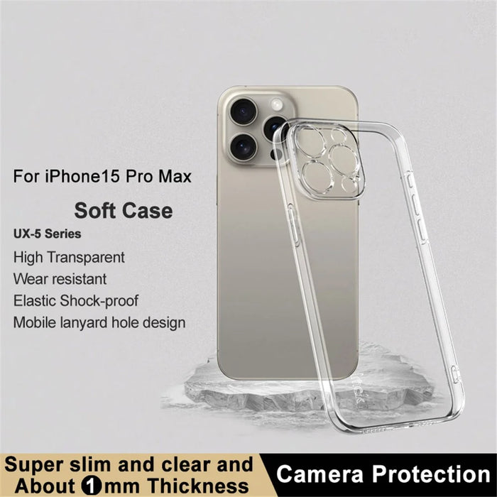 IMAK UX-5 Series for iPhone 15 Pro Max Case Thin Fit TPU Crystal Clear Phone Cover - 3