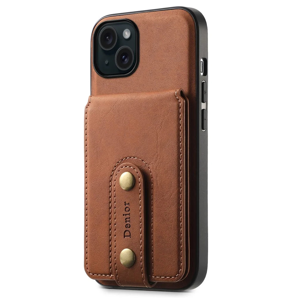 DENIOR D14 For iPhone 15 Plus Magnetic Case Detachable 2-in-1 Design Leather Retro Back Cover - Brown - 6