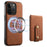 DENIOR D14 For iPhone 14 Pro Case Retro Leather Coated PC+TPU Kickstand Phone Cover Magnetic Detachable - Brown - 1