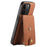 DENIOR D14 For iPhone 14 Pro Case Retro Leather Coated PC+TPU Kickstand Phone Cover Magnetic Detachable - Brown - 2