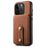 DENIOR D14 For iPhone 14 Pro Case Retro Leather Coated PC+TPU Kickstand Phone Cover Magnetic Detachable - Brown - 6