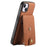 DENIOR D14 For iPhone 14 Plus Case Compatible with MagSafe Leather+TPU+PC Card Bag Phone Cover - Brown - 2