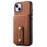 DENIOR D14 For iPhone 14 Plus Case Compatible with MagSafe Leather+TPU+PC Card Bag Phone Cover - Brown - 6
