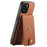 DENIOR D14 For iPhone 15 Magnetic Case Retro Leather+TPU+PC Cover with Detachable Card Holder - Brown - 2