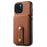 DENIOR D14 For iPhone 15 Magnetic Case Retro Leather+TPU+PC Cover with Detachable Card Holder - Brown - 6