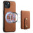 DENIOR D14 For iPhone 13 / 14 Case Retro PU+PC+TPU Kickstand Phone Cover with Magnetic Card Holder - Brown - 1