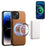 DENIOR D14 For iPhone 13 / 14 Case Retro PU+PC+TPU Kickstand Phone Cover with Magnetic Card Holder - Brown - 5
