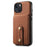 DENIOR D14 For iPhone 13 / 14 Case Retro PU+PC+TPU Kickstand Phone Cover with Magnetic Card Holder - Brown - 6