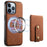 DENIOR D14 For iPhone 13 Pro Case Compatible with MagSafe Leather Kickstand Card Slots Back Cover - Brown - 1