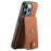 DENIOR D14 For iPhone 13 Pro Case Compatible with MagSafe Leather Kickstand Card Slots Back Cover - Brown - 2