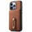 DENIOR D14 For iPhone 13 Pro Case Compatible with MagSafe Leather Kickstand Card Slots Back Cover - Brown - 6