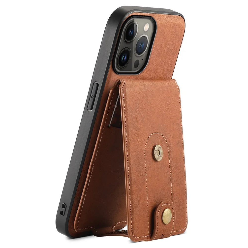 DENIOR D14 For iPhone 13 Pro Max Magnetic Case 2 in 1 Detachable Leather+PC+TPU Phone Cover - Brown - 2