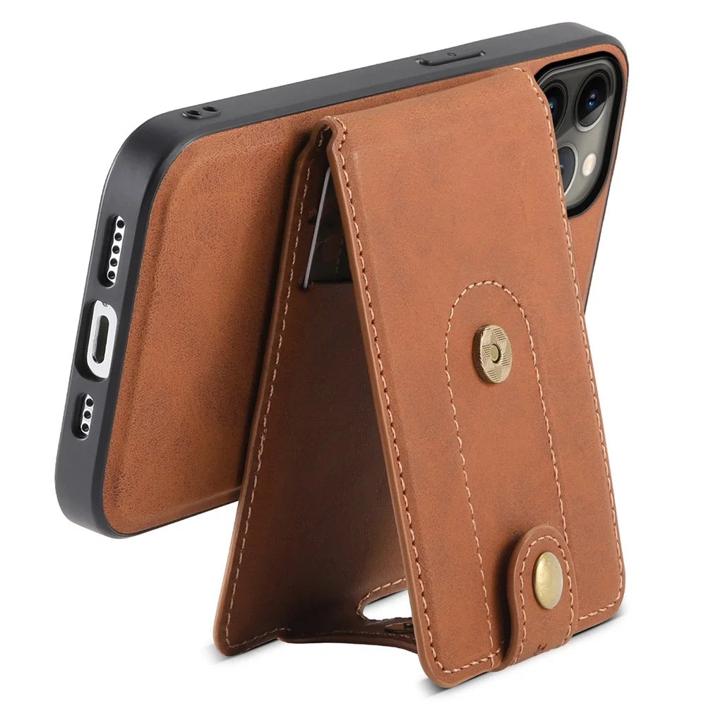 DENIOR D14 For iPhone 13 Pro Max Magnetic Case 2 in 1 Detachable Leather+PC+TPU Phone Cover - Brown - 3