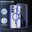 For Samsung Galaxy A35 5G Magnetic Phone Case TPU Frame Clear PC Back Cover - Blue - 3