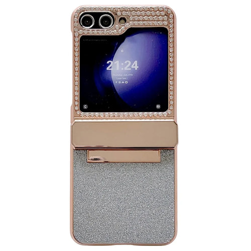For Samsung Galaxy Z Flip7 FE 5G / Z Flip6 5G / Z Flip5 5G Case Rhinestones Decor Hard PC Folding Phone Cover - Blue - 1