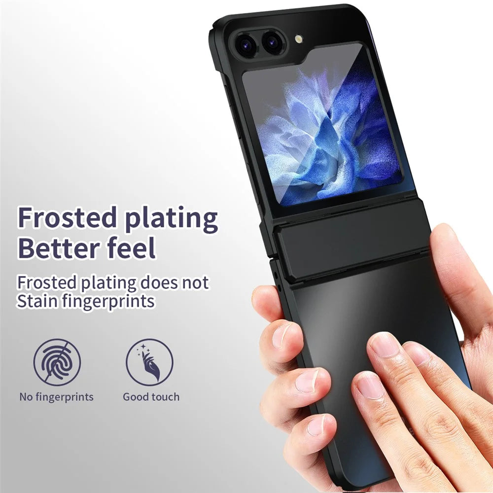 For Samsung Galaxy Z Flip7 FE 5G / Z Flip6 5G / Z Flip5 5G Case Electroplating PC Hard Phone Cover - Black - 3