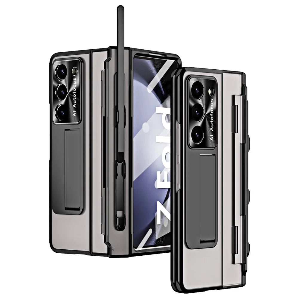 For Samsung Galaxy Z Fold6 5G Case Kickstand Hard PC Phone Cover - Black - 1