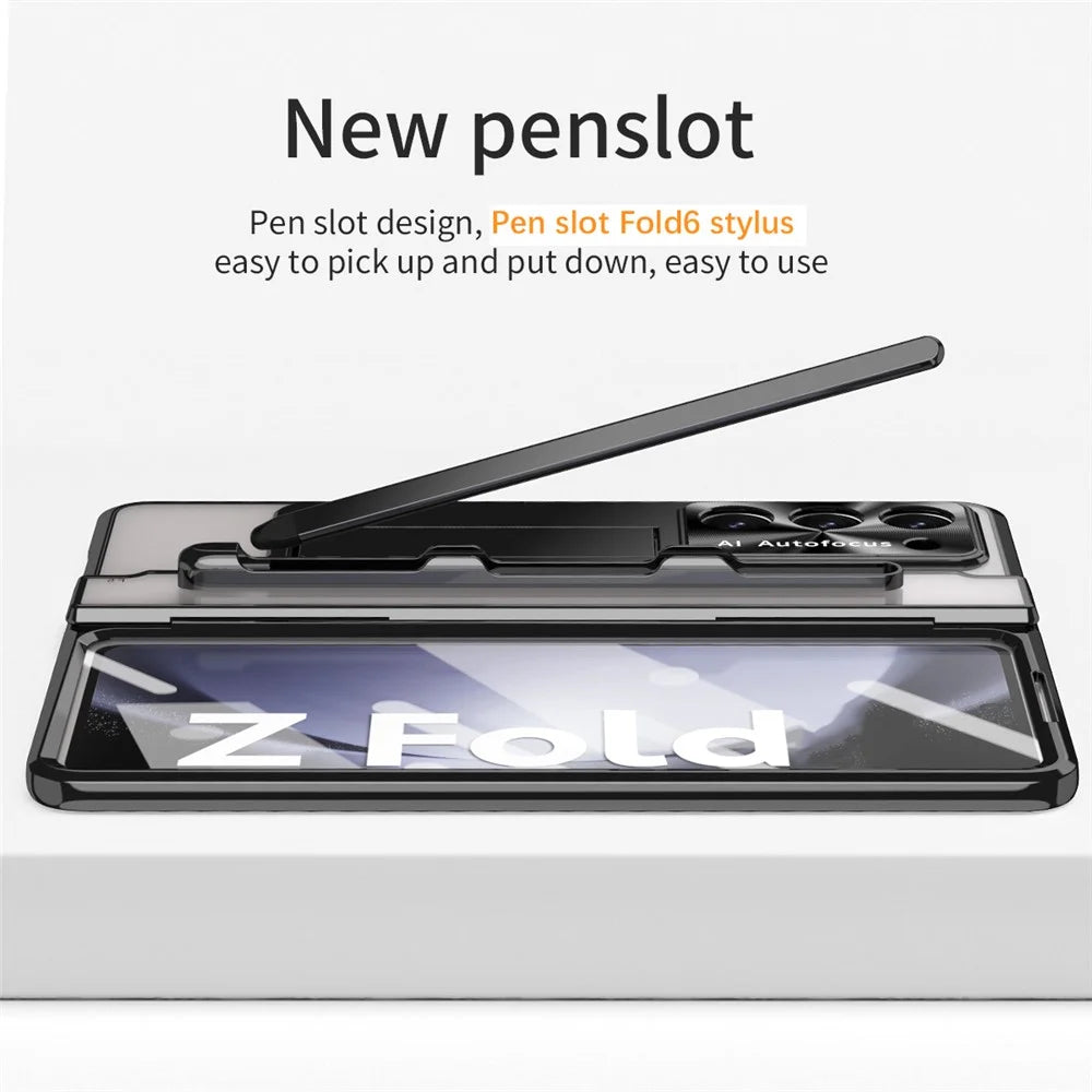 For Samsung Galaxy Z Fold6 5G Case Kickstand Hard PC Phone Cover - Black - 6