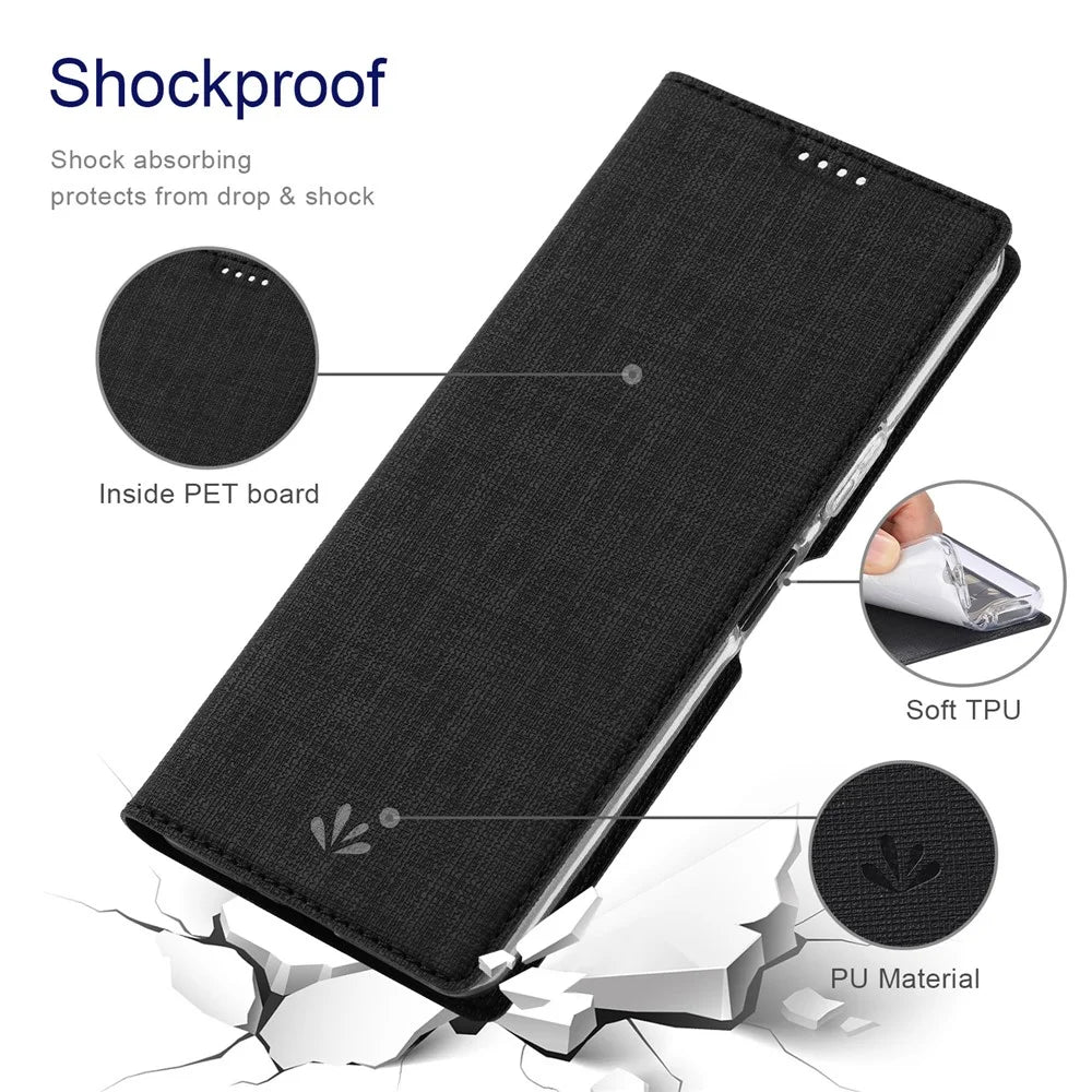 VILI DMX Series For Sony Xperia 10 VI Case Card Holder Leather Stand Phone Cover - Black - 6