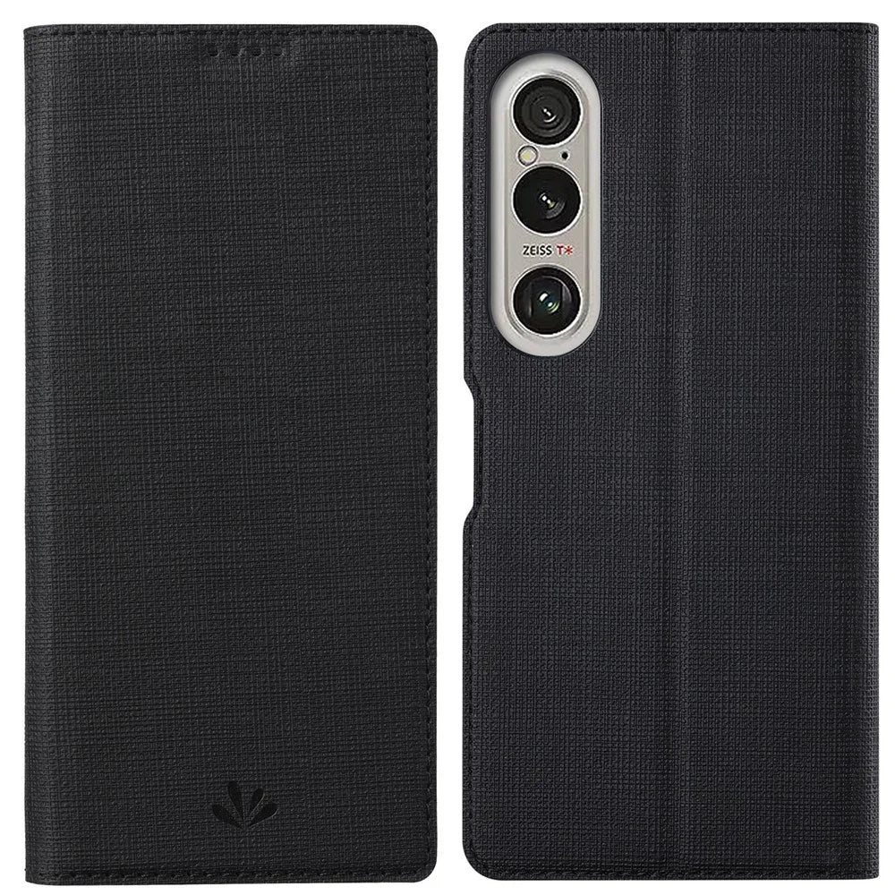 VILI DMX Series For Sony Xperia 1 VI Case with Card Holder Leather Phone Cover - Black - 1