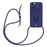 For iPhone 14 Pro Card Holder Kickstand Phone Case PC + TPU Cover with Lanyard - Sapphire - 2