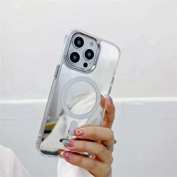 For iPhone 15 Pro Max Case TPU+PC+Acrylic Phone Cover Compatible with MagSafe Mirror Surface Design - 2