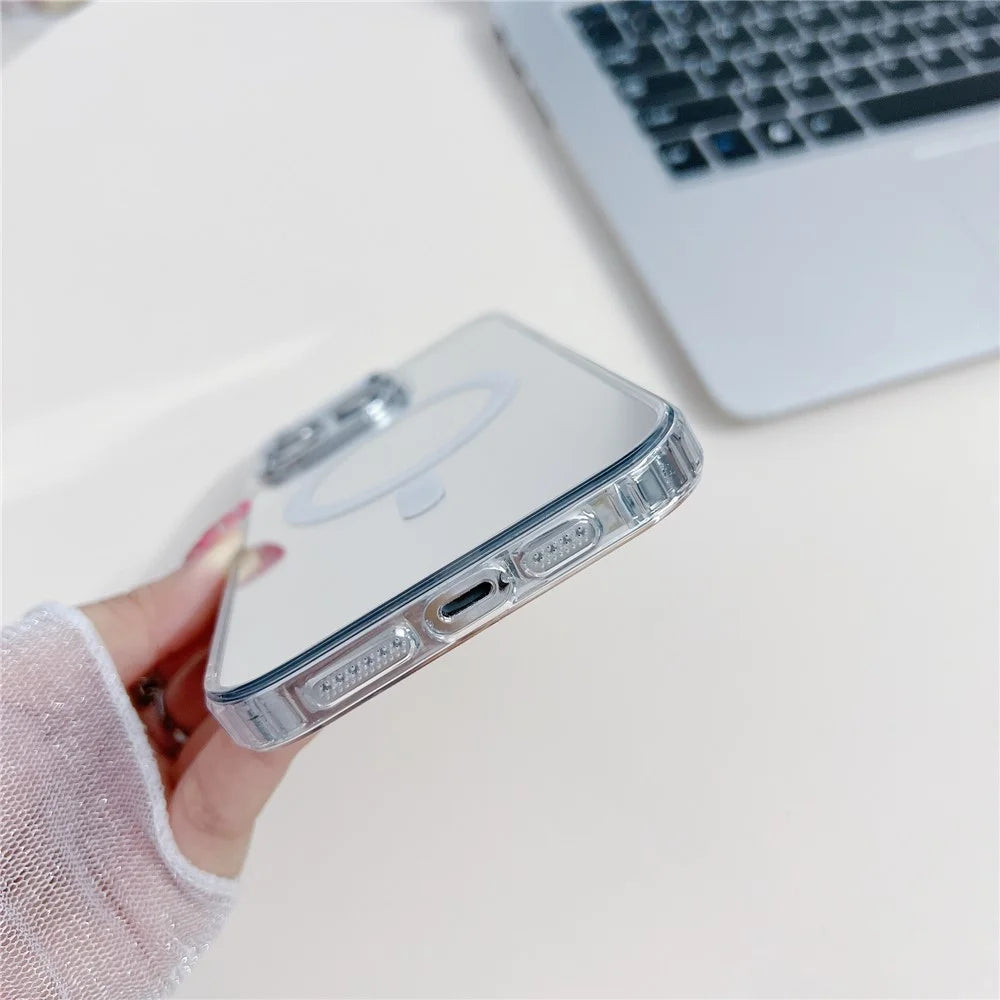 For iPhone 14 Pro Max Compatible with MagSafe Phone Case Mirror Surface TPU+PC+Acrylic Cover - 7