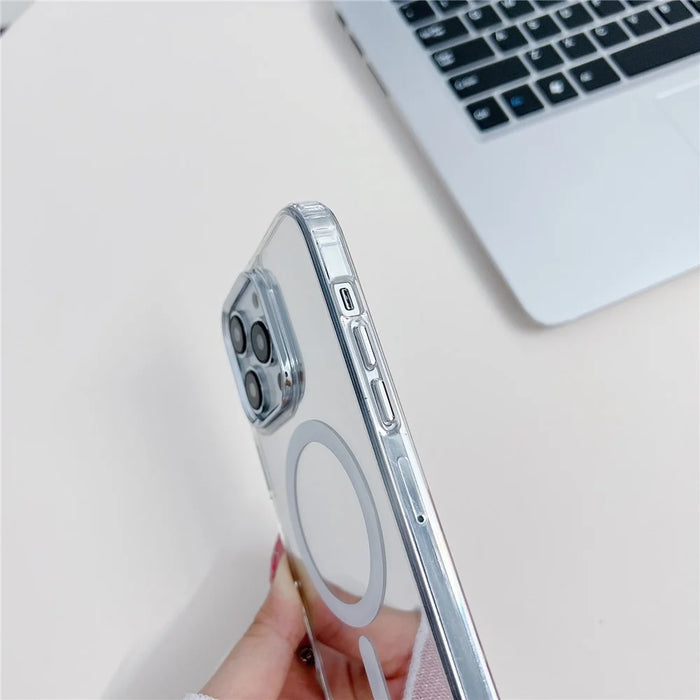 For iPhone 14 Pro Mirror Surface Phone Case TPU+PC+Acrylic Cover Compatible with MagSafe - 6