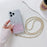 Phone Case for iPhone 15 Pro TPU+Acrylic Dual-Color Back Cover with Pearl Long Strap - Silver+Pink - 1