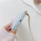 Phone Case for iPhone 15 Pro TPU+Acrylic Dual-Color Back Cover with Pearl Long Strap - Silver+Pink - 5