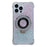 For iPhone 13 Pro TPU+Acrylic Case Gradient Phone Cover with Magnetic Ring Kickstand - Pink+Green - 1