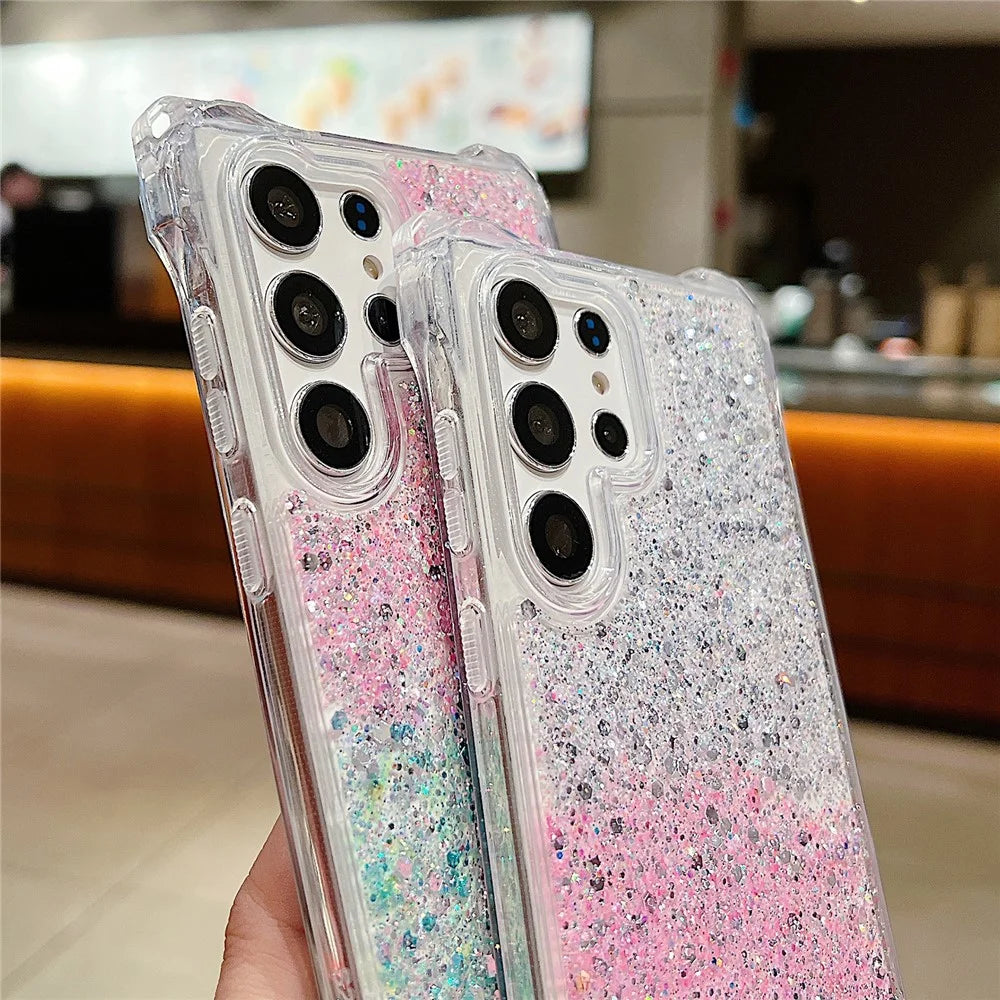 For Samsung Galaxy S24 Ultra Cover TPU+Acrylic Gradient Phone Case with Bowknot Decor Hand Chain - Pink+Purple - 5