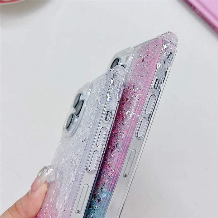 TPU+Acrylic Phone Case for iPhone 13 Pro   Phone Shell with Bead Wrist Strap - Yellow+Pink - 4