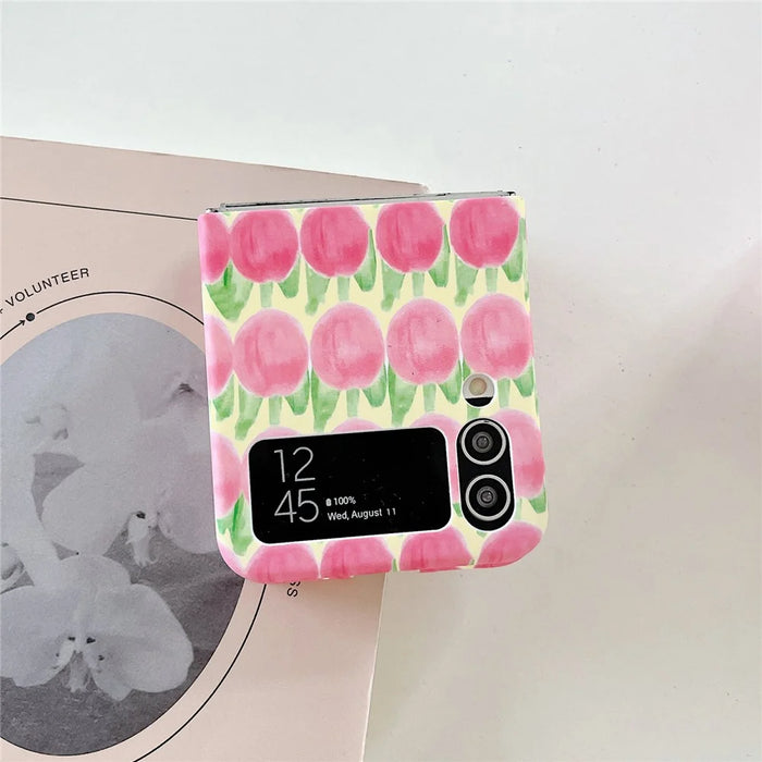 For Samsung Galaxy Z Flip4 5G Peach Pattern Phone Case PC Phone Shell Foldable Phone Cover - 4