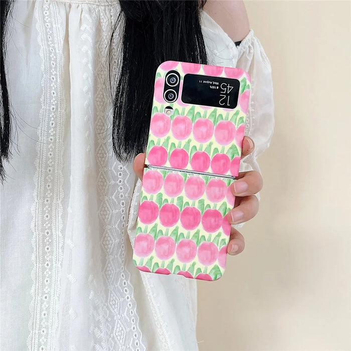 For Samsung Galaxy Z Flip4 5G Peach Pattern Phone Case PC Phone Shell Foldable Phone Cover - 6