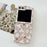 For Samsung Galaxy Z Flip5 5G Glittery Powder Phone Case PC Phone Shell with Long Strap - Flower / Brown - 2