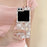 For Samsung Galaxy Z Flip5 5G Glittery Powder Phone Case PC Phone Shell with Long Strap - Flower / Brown - 5
