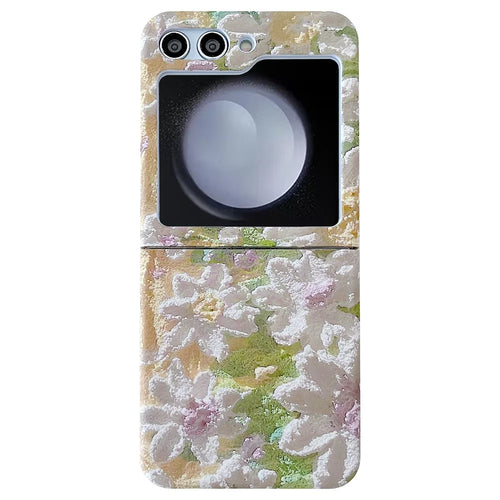 For Samsung Galaxy Z Flip5 5G Oil Painting Flowers Hard PC Case Dop Proof Folding Phone Cover - 1