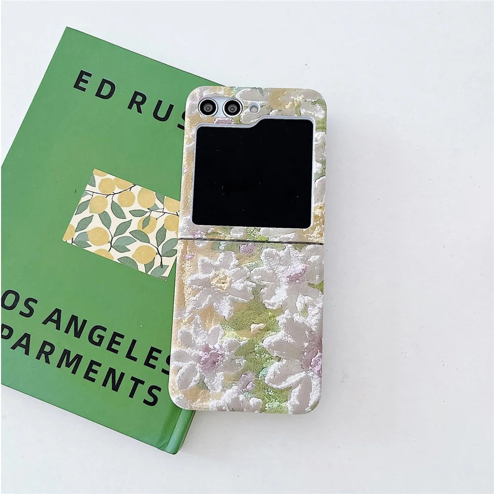 For Samsung Galaxy Z Flip5 5G Oil Painting Flowers Hard PC Case Dop Proof Folding Phone Cover - 3