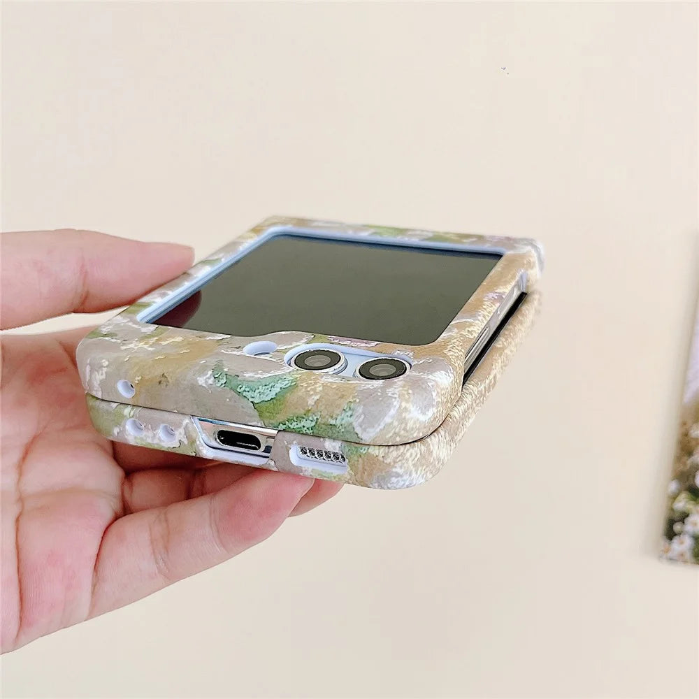 For Samsung Galaxy Z Flip5 5G Oil Painting Flowers Hard PC Case Dop Proof Folding Phone Cover - 6