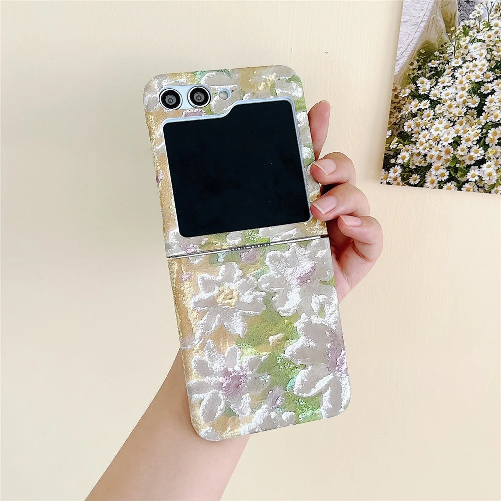 For Samsung Galaxy Z Flip5 5G Oil Painting Flowers Hard PC Case Dop Proof Folding Phone Cover - 7