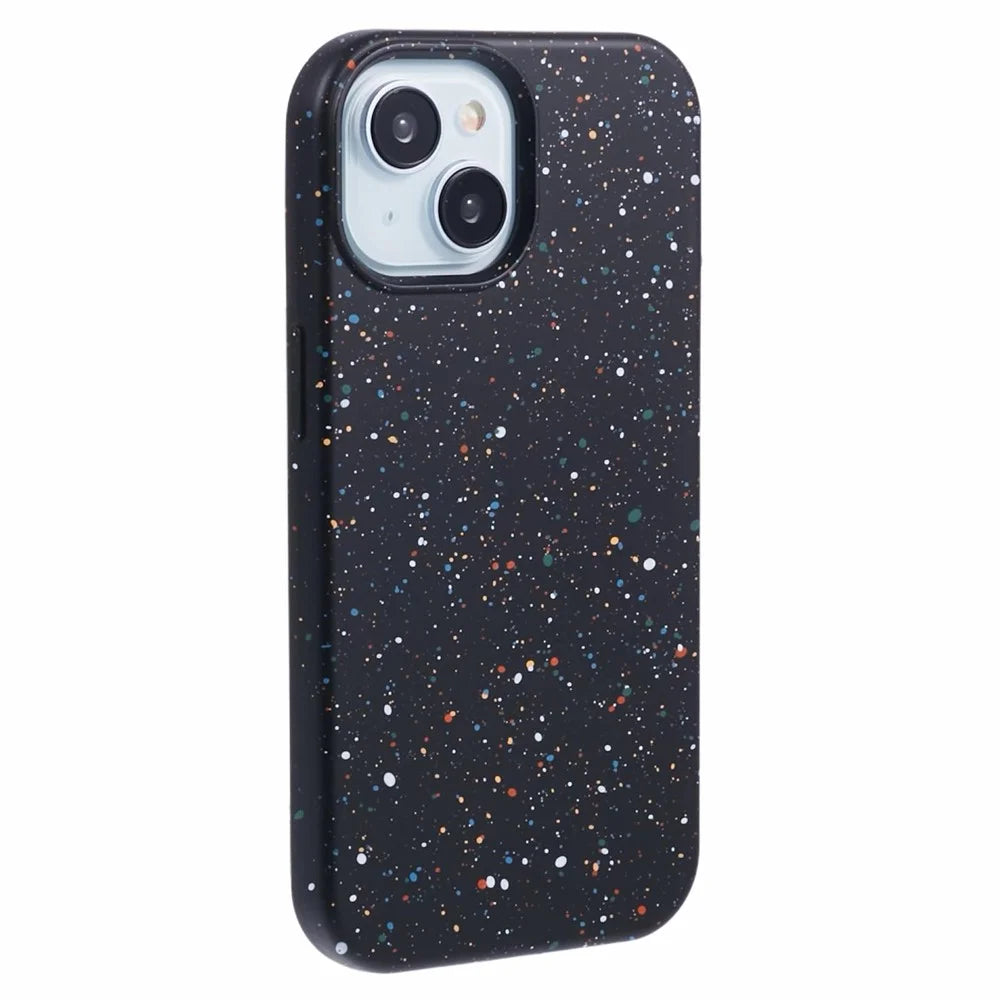 For iPhone 15 Magnetic Case Colorful Spots Matte Shockproof PC Phone Cover - Black - 3