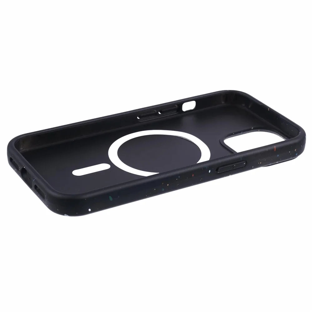 For iPhone 13 Magnetic Case Colorful Spots Hard PC Matte Back Slim Phone Cover - Black - 5