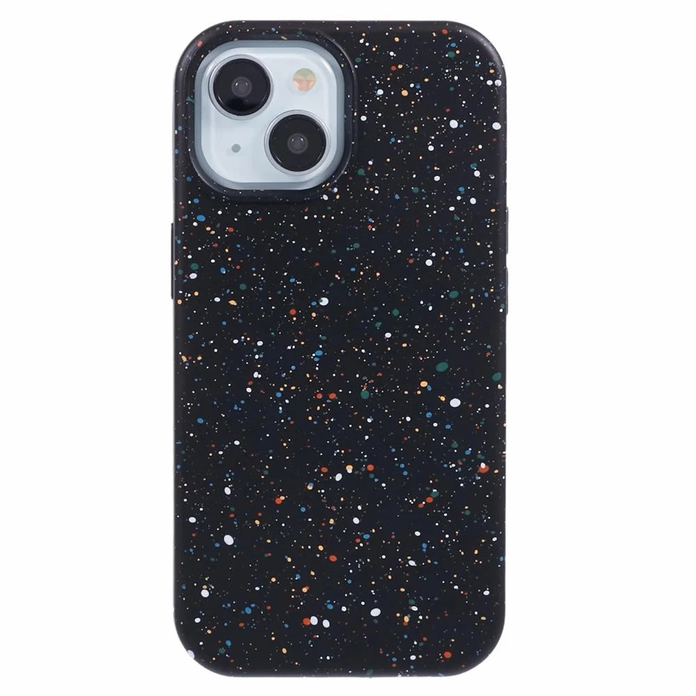 For iPhone 14 Plus Magnetic Case Matte Shockproof PC Colorful Spots Phone Cover - Black - 1