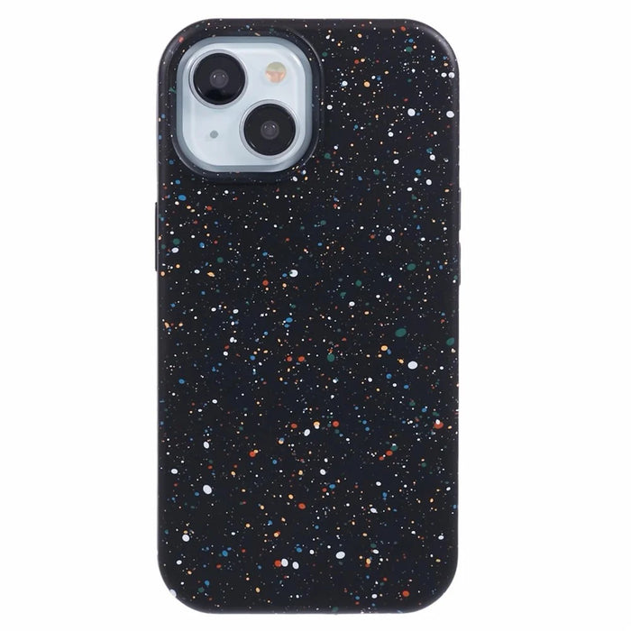 For iPhone 14 Plus Magnetic Case Matte Shockproof PC Colorful Spots Phone Cover - Black - 1