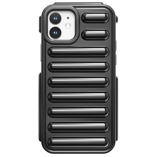 Capsule Series for iPhone 12 TPU Case Drop-Proof Ribbed Soft Phone Cover - Black - 1