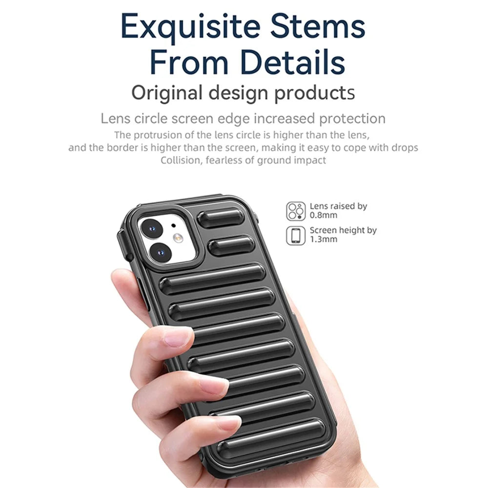Capsule Series for iPhone 12 TPU Case Drop-Proof Ribbed Soft Phone Cover - Black - 2