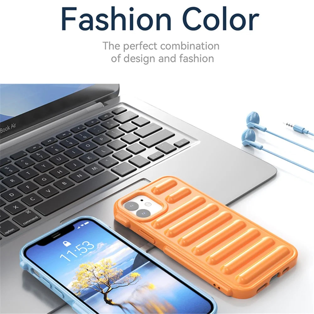 Capsule Series for iPhone 12 TPU Case Drop-Proof Ribbed Soft Phone Cover - Black - 3