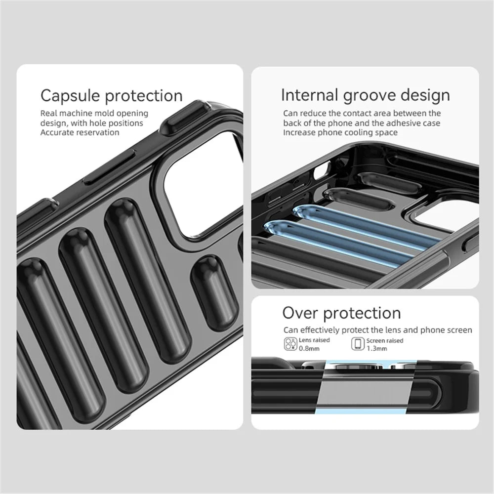 Capsule Series for iPhone 12 TPU Case Drop-Proof Ribbed Soft Phone Cover - Black - 4